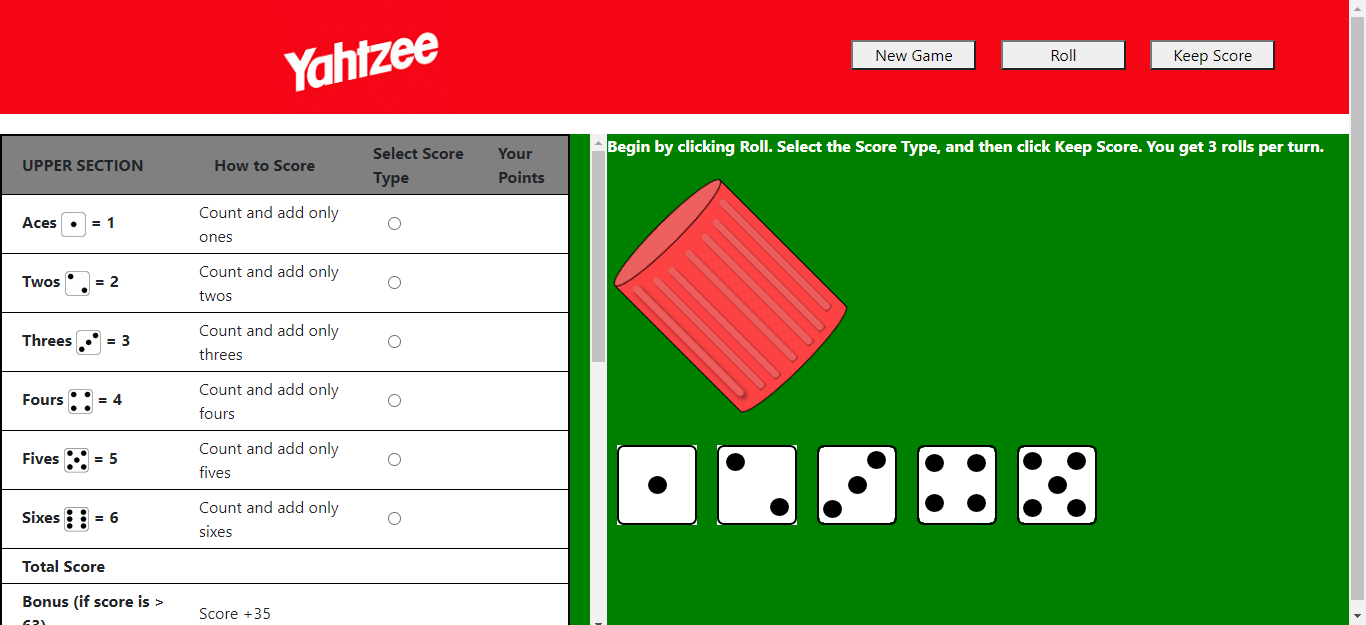 Yahtzee game